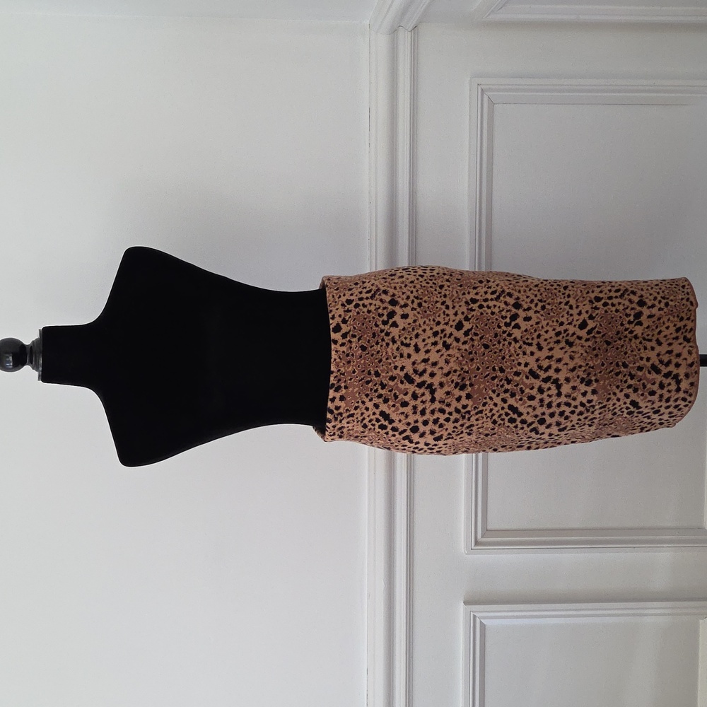 Ann Taylor Tan and Black Animal Print Pencil Sweater Skirt